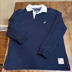 Nautica polo long sleeve shirt. Rugby. Dark blue. Medium
